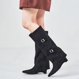 ブラック | ベルトデザインスエードカバーロングブーツ/55505 | ORiental TRaffic