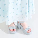 ブルー | ギャザーデザインプラットフォームサンダル/61203 | ORiental TRaffic