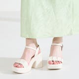 ホワイト | ギャザーデザインプラットフォームサンダル/61203 | ORiental TRaffic