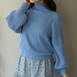 ブルー | 《オリエンタルトラフィック》ハイネックボリュームスリーブニット | ORiental TRaffic