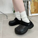 ブラック | ≪オリエンタルトラフィック≫パンチングデザイン厚底ボアサンダル OT3224 | ORiental TRaffic