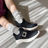 ブラック | ハンズフリー【瞬間フィット】ビジューバックルスニーカー/OT3777 | ORiental TRaffic