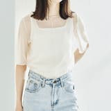 アイボリー | 5分袖カラーシアーメッシュトップス/AC1429 acro アクロ | ORiental TRaffic