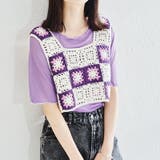 パープル | 5分袖カラーシアーメッシュトップス/AC1429 acro アクロ | ORiental TRaffic