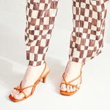 オレンジ | スクエアトゥトングヒールサンダル | ORiental TRaffic