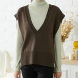 ブラウン | ディープVネックオーバーニットベスト/AC1158 acro アクロ | ORiental TRaffic