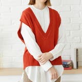 オレンジ | ディープVネックオーバーニットベスト/AC1158 acro アクロ | ORiental TRaffic