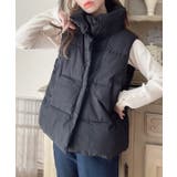 ブラック | 中綿ダウンベスト 秋冬 軽量 | Ada.