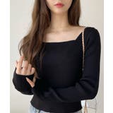 胸元切り替え スクエアネック ニット | Ada. | 詳細画像2 