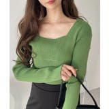 胸元切り替え スクエアネック ニット | Ada. | 詳細画像3 