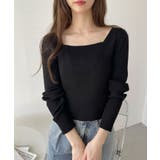 胸元切り替え スクエアネック ニット | Ada. | 詳細画像7 