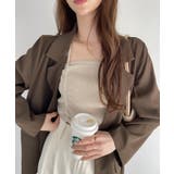 ラメ リブニット 肩リボン シャーリングデザイン キャミ ビスチェ | Ada. | 詳細画像8 