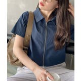 ナイロンタッチ ジップ クロップド 半袖 シャツ | Ada. | 詳細画像6 