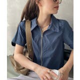 ナイロンタッチ ジップ クロップド 半袖 シャツ | Ada. | 詳細画像7 