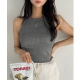 カップ付き ラメ テレコ アメスリ タンクトップ | Ada. | 詳細画像1 