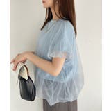 リバーシブル使用可能♪ チュールドッキング バルーン デザイン カットブラウス | Ada. | 詳細画像30