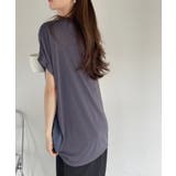 シアー ドッキング プリント フレンチスリーブ Tシャツ | Eclat one | 詳細画像17