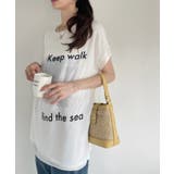シアー ドッキング プリント フレンチスリーブ Tシャツ | Eclat one | 詳細画像2