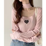 タイ付き ハート ローズ 刺繍 スクエアネック バレエコア トップス | Ada. | 詳細画像3 