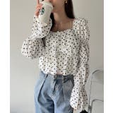 スクエアネック ドット クロップド マムルークスリーブ トップス | Ada. | 詳細画像3