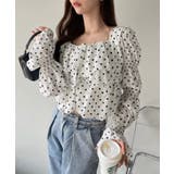 スクエアネック ドット クロップド マムルークスリーブ トップス | Ada. | 詳細画像4