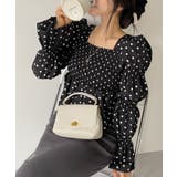 スクエアネック ドット クロップド マムルークスリーブ トップス | Ada. | 詳細画像8