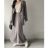 ストライプデザイン フェイクレイヤード タイトスカート | Eclat one | 詳細画像3 