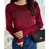 シアー ベロア クルーネック ロングスリーブ トップス | Ada. | 詳細画像10