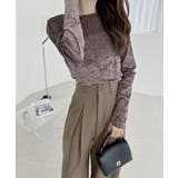 シアー ベロア クルーネック ロングスリーブ トップス | Ada. | 詳細画像13