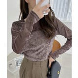 シアー ベロア クルーネック ロングスリーブ トップス | Ada. | 詳細画像2