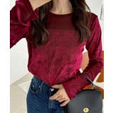 シアー ベロア クルーネック ロングスリーブ トップス | Ada. | 詳細画像3