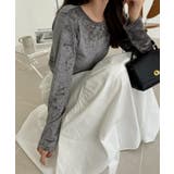 シアー ベロア クルーネック ロングスリーブ トップス | Ada. | 詳細画像4