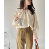 【Eclat one】シアー ドッキング ランタンスリーブ ブラウス | Eclat one | 詳細画像6