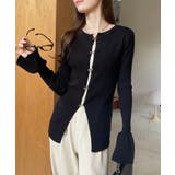 ホック開き フレアスリーブ カーディガン ニット トップス | Ada. | 詳細画像4 