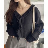 フリルカラーホックデザイン ニットカーディガン | Ada. | 詳細画像2 