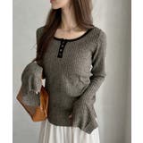 【Eclat one】配色ヘンリーネック リブニット | Eclat one | 詳細画像13