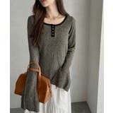 【Eclat one】配色ヘンリーネック リブニット | Eclat one | 詳細画像14