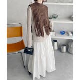 ケーブルデザイン 裾フリンジニットベスト | Ada. | 詳細画像12 