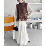 ケーブルデザイン 裾フリンジニットベスト | Ada. | 詳細画像13 