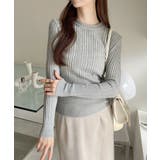 ランダムリブ デザイン クルーネック コンパクト ニット | Ada. | 詳細画像14