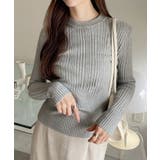 ランダムリブ デザイン クルーネック コンパクト ニット | Ada. | 詳細画像15