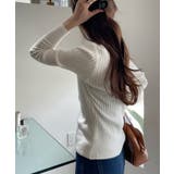 ランダムリブ デザイン クルーネック コンパクト ニット | Ada. | 詳細画像16