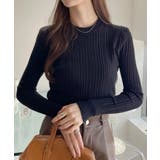 ランダムリブ デザイン クルーネック コンパクト ニット | Ada. | 詳細画像2