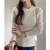 ランダムリブ デザイン クルーネック コンパクト ニット | Ada. | 詳細画像7