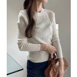 ランダムリブ デザイン クルーネック コンパクト ニット | Ada. | 詳細画像8