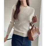 ランダムリブ デザイン クルーネック コンパクト ニット | Ada. | 詳細画像9