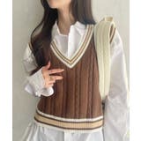 ケーブル編み チルデンニットベスト | Ada. | 詳細画像3