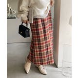 バックジップ付き チェック ロングスカート | Ada. | 詳細画像6