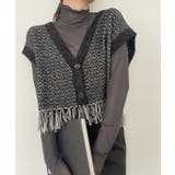 Vネック 裾フリンジ ラメニット ベスト | Ada. | 詳細画像13