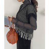 Vネック 裾フリンジ ラメニット ベスト | Ada. | 詳細画像15